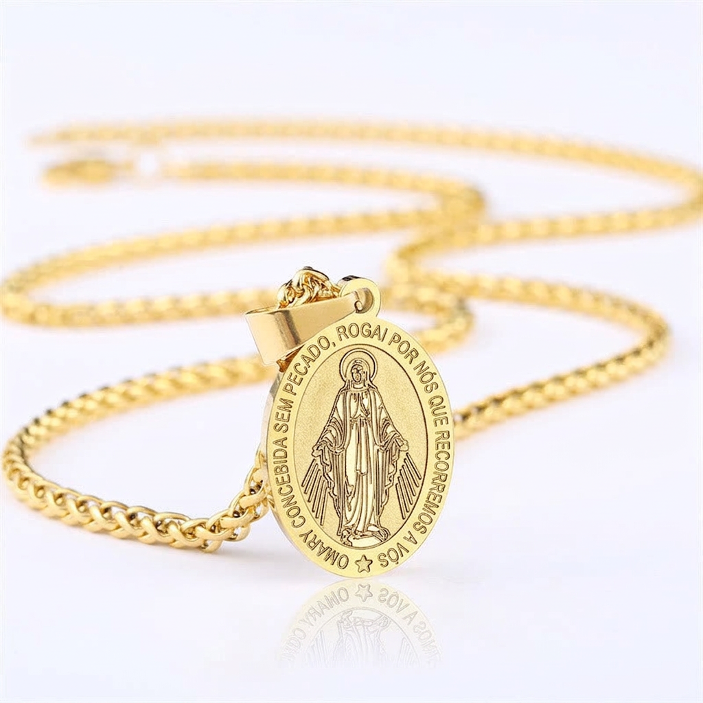 Colar Religioso com Pingente de Nossa Senhora das Graças