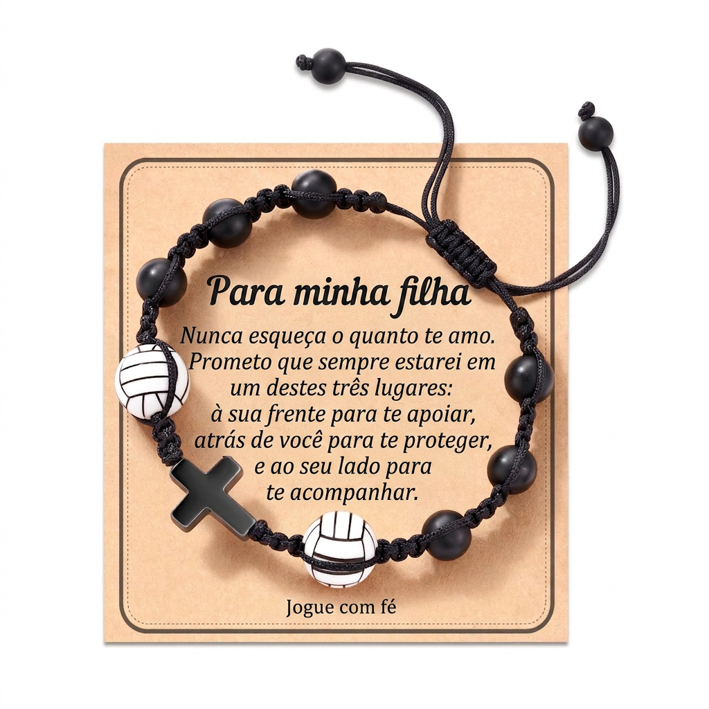 Pulseira de Fé com Tema Esportivo: Cartão com Mensagem Afetuosa para Uso Diário